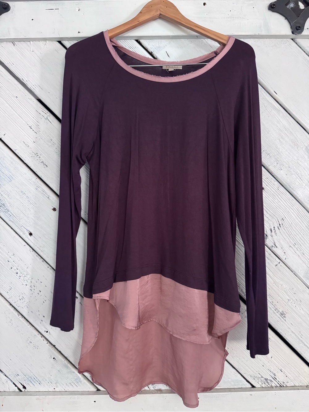 Anthropologie Bordeaux Two-Tone silky top - Plum & Dusty Rose